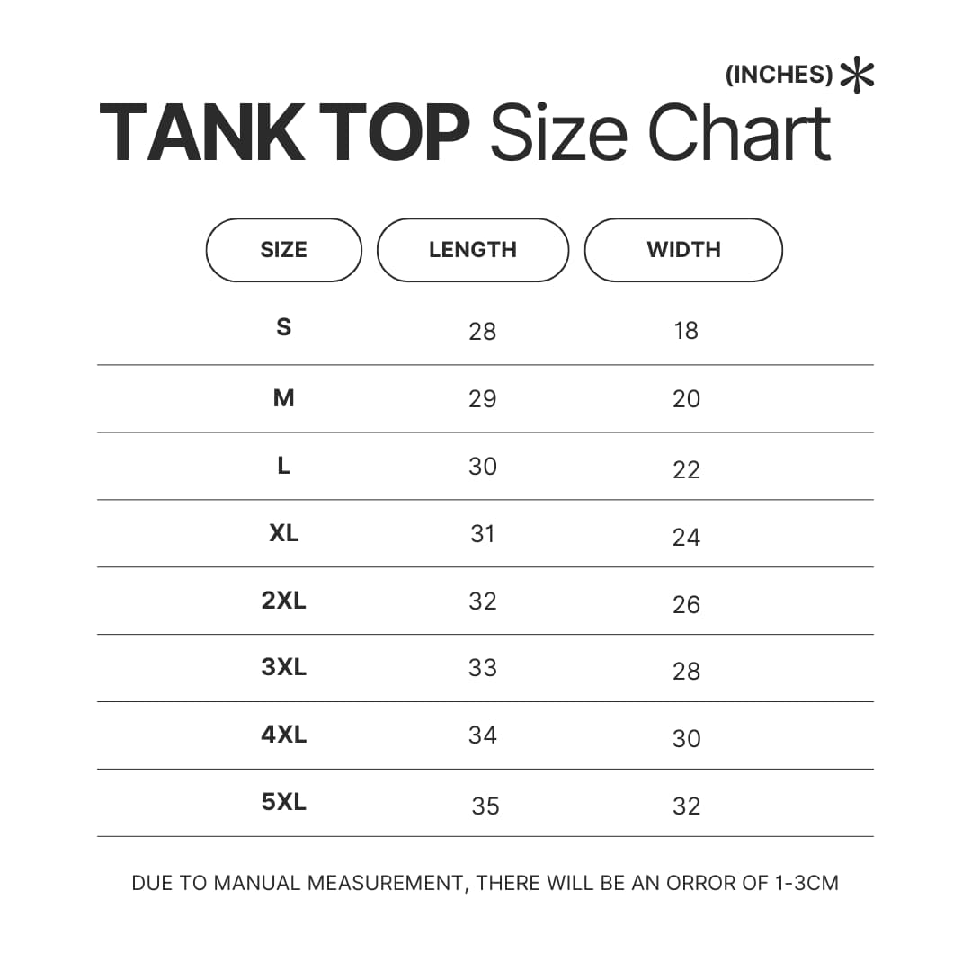 Tank Top Size Chart - Dr. Stone UK Shop