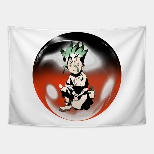 Dr Stone Closed Eyes Chibi Tapestry