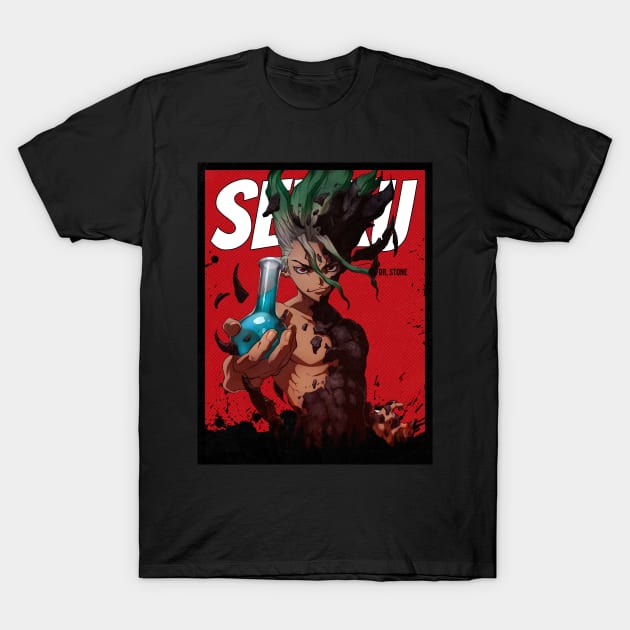 Senku Red Comic Design T-Shirt